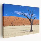 Large canvas print featuring an expansive African savannah scene with muted earth tones, ideal for kitchen wall art.