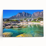 Large black and white photograph of an African savannah on stretched canvas, ideal for kitchen wall art.