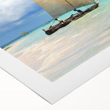 Art deco poster featuring the Tanzania landscape in warm earth tones on rolled canvas, suitable for dining room decor.