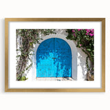 Extra large abstract art print of a textured Tunisian landscape in muted earth tones, framed in gold.