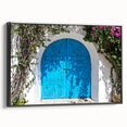 Black and white framed canvas of a Tunisian landscape, ideal for bedroom wall decor.