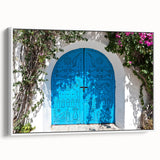 Vintage poster art featuring a colorful Tunisian landscape on a framed canvas, ideal for living room decor.