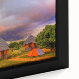 Extra large framed canvas featuring a textured depiction of a vibrant African landscape in Zambia.