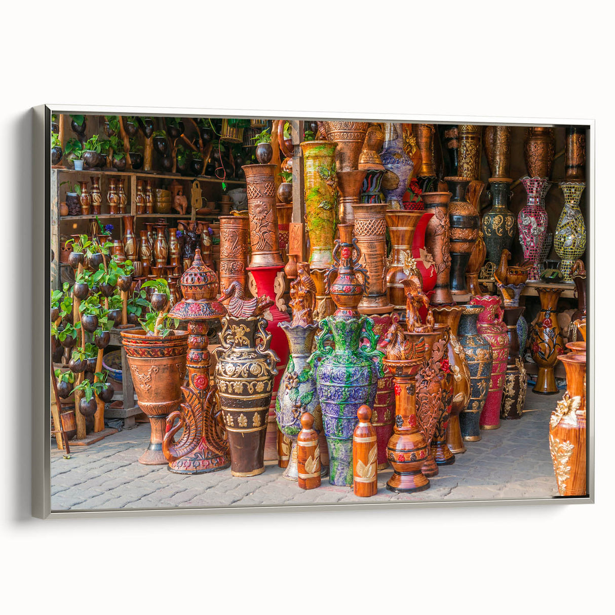 Landscape art painting of a Bangladesh rural scene in vibrant colors on a framed canvas, ideal for living room decor.