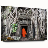 Acrylic print of a large abstract wall art depicting a Cambodian landscape in muted earth tones.