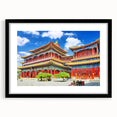 Extra large framed abstract art print featuring a colorful, textured depiction of Beijing scenery.