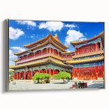 Framed canvas depicting a vintage-style Beijing landscape in colorful art tones.
