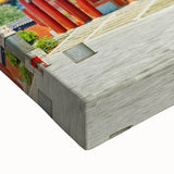 Large art of a black and white Beijing landscape painting on stretched canvas, suitable for bedroom wall decor.