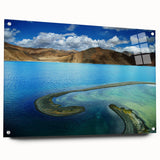 Acrylic print of a Tibetan landscape in muted earth tones, ideal for bedroom or dining room decor.
