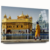 Large abstract wall art featuring a colorful Indian landscape on acrylic glass, suitable for bedroom or dining room decor.