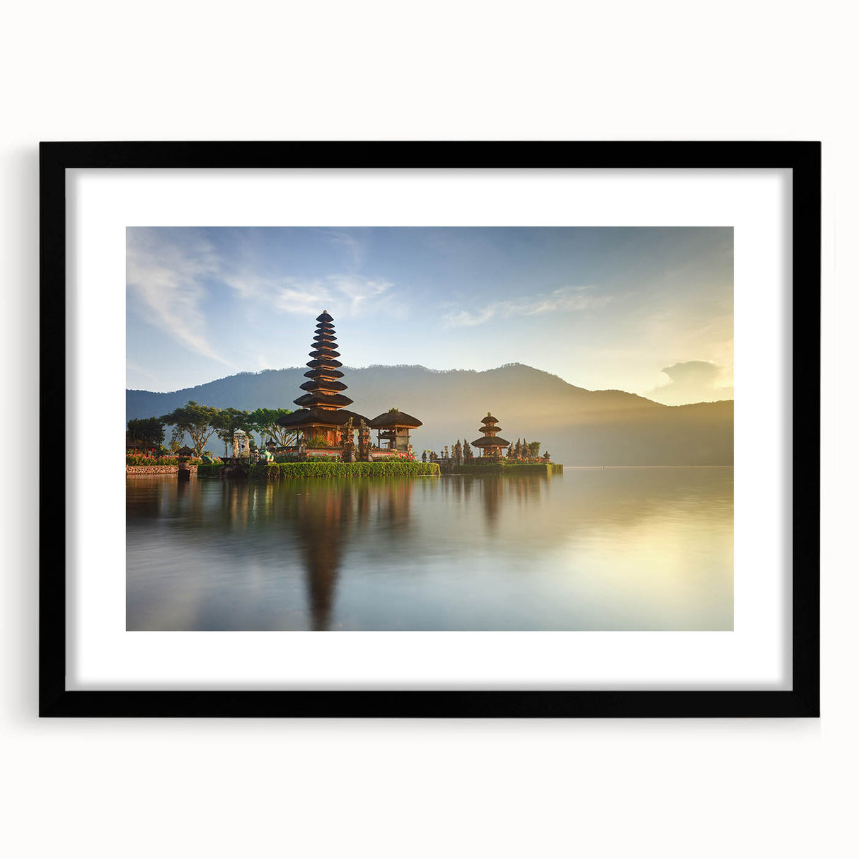 Abstract art print featuring textured, colorful patterns, framed in black; ideal for living room decor.