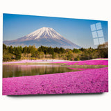 Acrylic print of Mount Fuji in muted blues and grays, ideal for bedroom or dining room art.