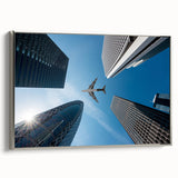 Framed canvas landscape art painting of Tokyo with colorful buildings and black sky, ideal for living room decor.