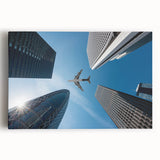 Black and white large art print of Tokyo skyline on stretched canvas, suitable for kitchen wall art.