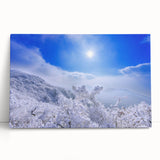 Black and white stretched canvas of a scenic Korean landscape, ideal for kitchen wall art or bedroom ambiance.