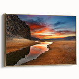 Framed canvas featuring a vintage-style Mongolian landscape in muted gold and black tones, ideal for bedroom wall art.
