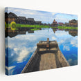 Large canvas print of a scenic Myanmar landscape in muted earth tones, suitable for kitchen wall art.