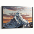 Black and white framed canvas of Mount Everest landscape, ideal for bedroom wall art.