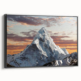Black and white framed canvas of Mount Everest landscape, ideal for bedroom wall art.