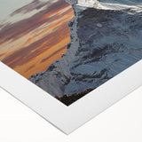 Art deco poster of Mount Everest in soft gray tones on rolled canvas, suitable for dining room wall art.