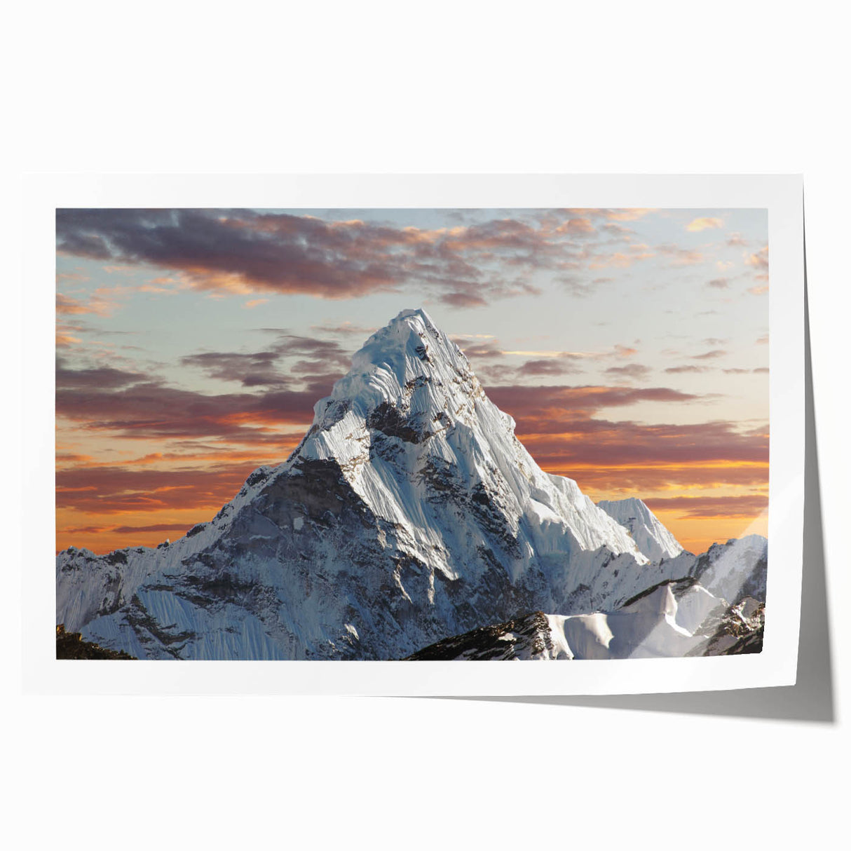 Extra large rolled print depicting a vibrant scene of Mount Everest, ideal for art wall dining room.
