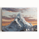 Black and white stretched canvas of Mount Everest, ideal for kitchen wall art.