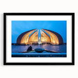 Extra large abstract art print featuring colorful, textured scenery of a Pakistani landscape on a black framed canvas.