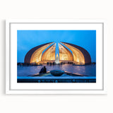 Abstract art print of a Pakistani landscape in muted earth tones on a framed white mat, ideal for dining room decor.