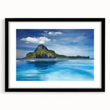 Extra large colorful abstract art print of a vibrant, textured Philippine scenery in a black frame.