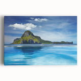 Black and white stretched canvas depicting a serene Philippine landscape, ideal for kitchen wall art.