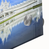 Large abstract depiction of Bangkok on acrylic glass with muted earth tones, ideal for dining room art.