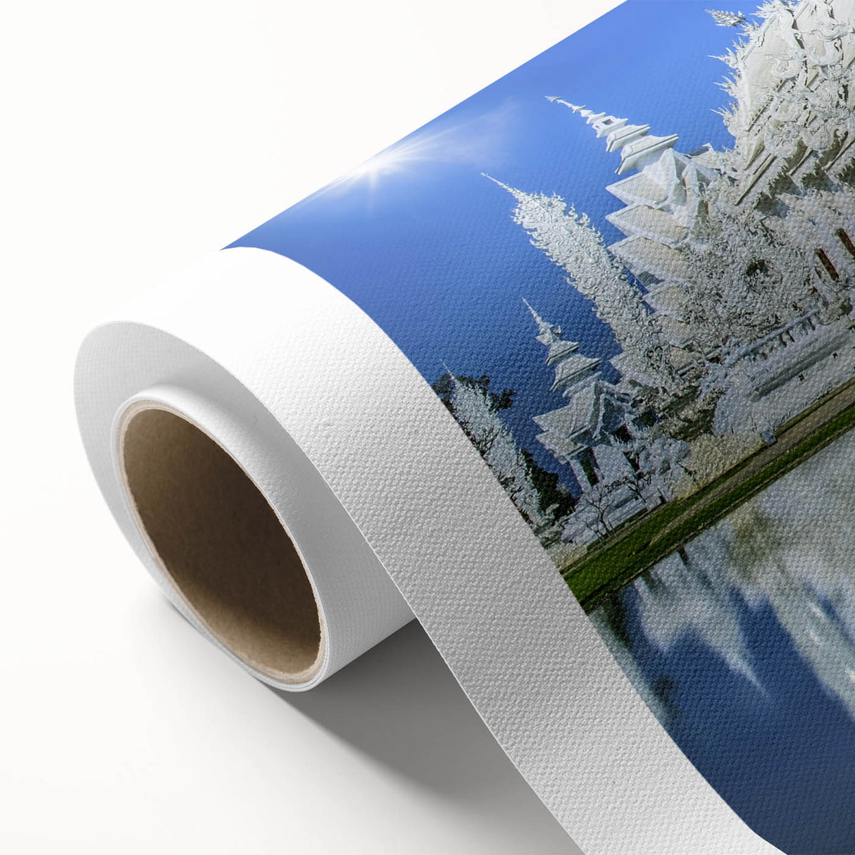 Art Deco poster of Bangkok skyline in pastel shades on rolled canvas, ideal for nursery wall art.