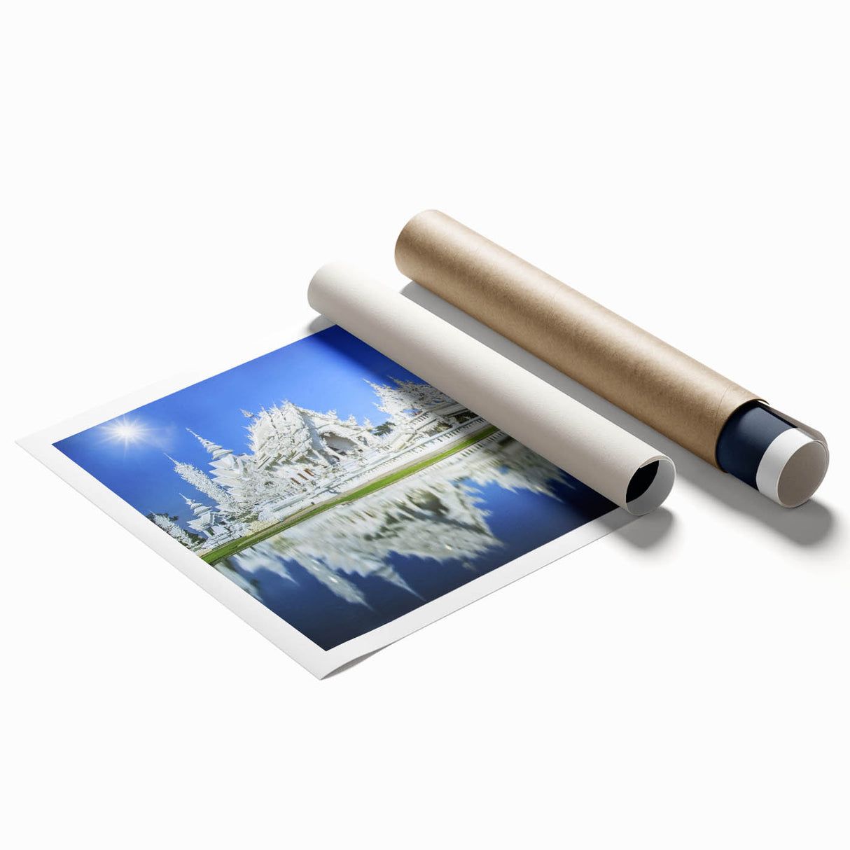 Extra large rolled print of Bangkok scenery featuring muted floral designs, ideal for classy bathroom wall art.