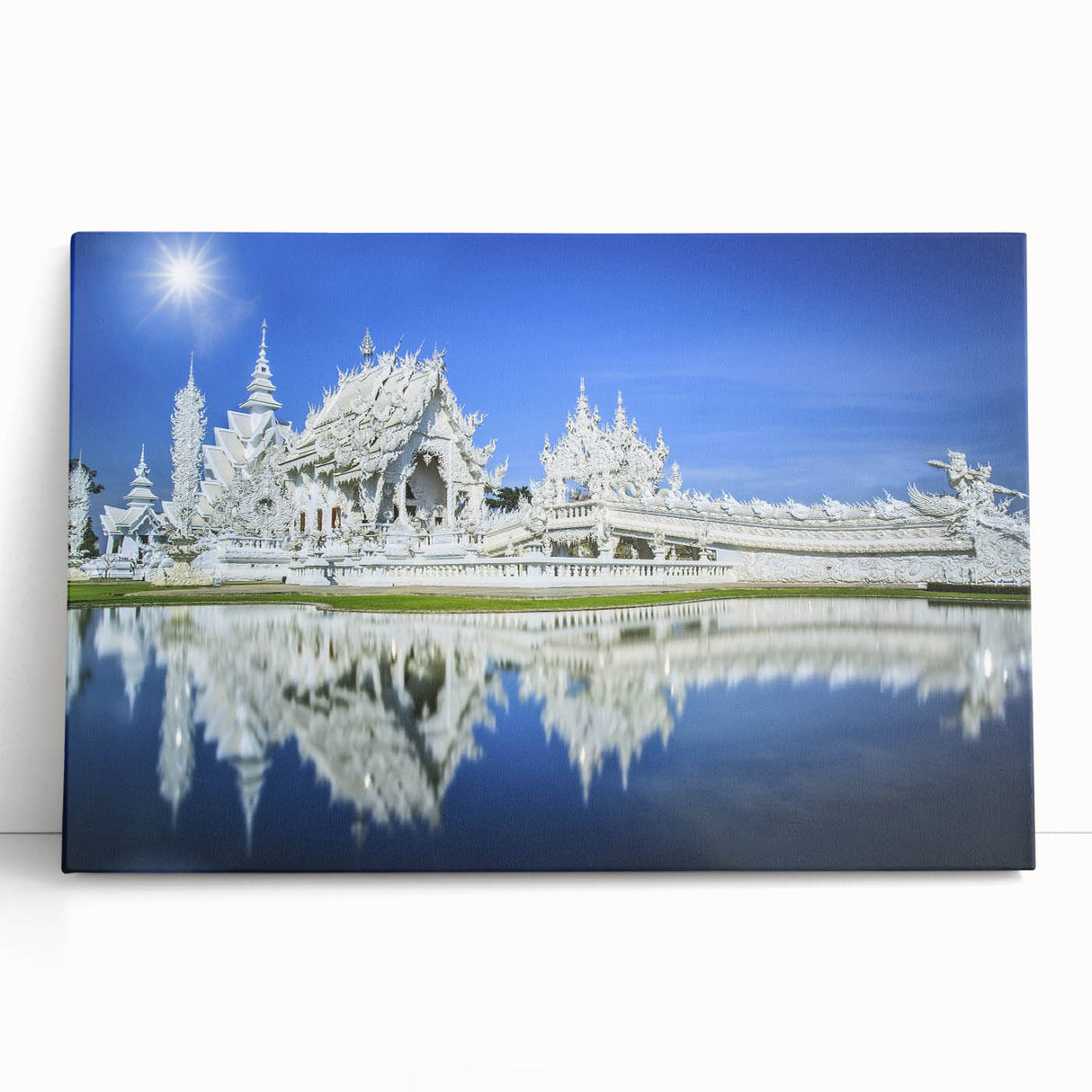 Black and white large art print of Bangkok cityscape on stretched canvas, ideal for kitchen wall art.