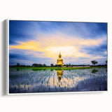 Framed canvas of vintage poster art featuring a colorful Thai landscape, ideal for living room decor.