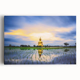 Black and white large art print of a Thai landscape on stretched canvas, ideal for kitchen wall art.
