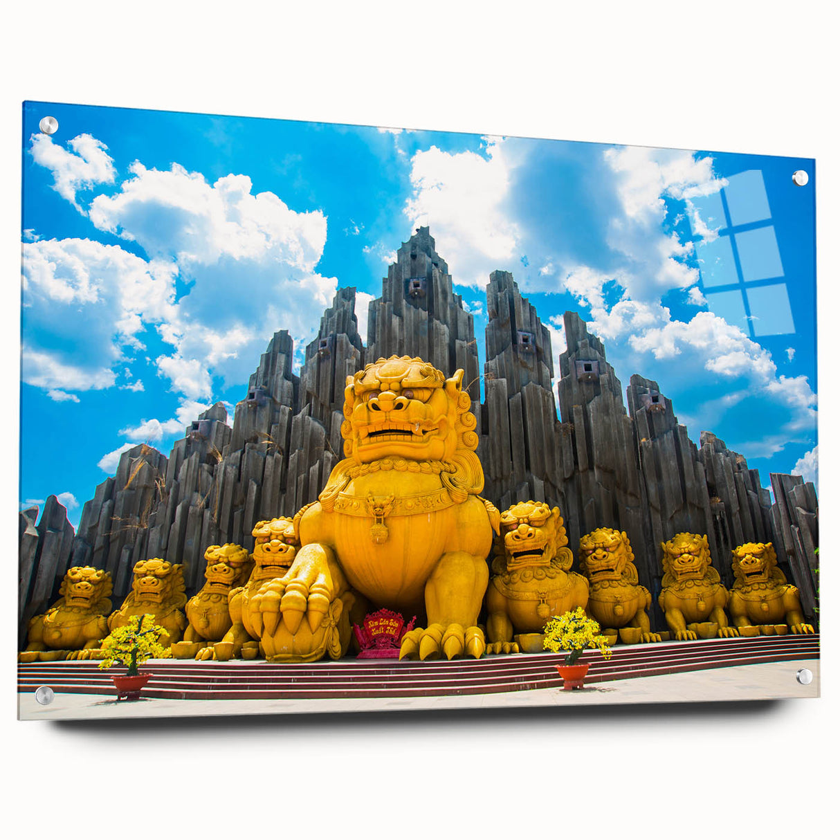 Acrylic print of a Vietnamese landscape in muted earth tones, ideal for dining room decor.