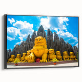 Black and white landscape art painting of a Vietnam scenery on framed canvas, ideal for bedroom wall decor.