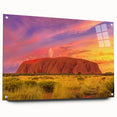 Side view of a large abstract acrylic print depicting Ayers Rock in muted earth tones.