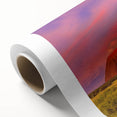 Art deco poster of Ayers Rock in muted orange and brown tones on rolled canvas, ideal for nursery wall art.