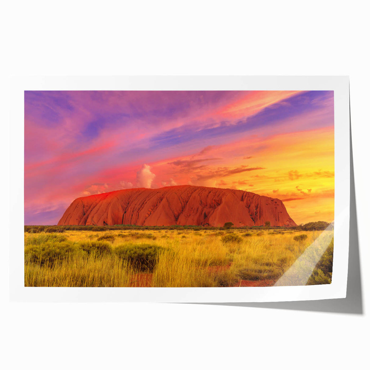 Rolled print of Ayers Rock in Australia, in natural earth tones, suitable for art wall dining room.