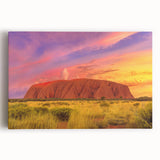 Black and white stretched canvas print of Ayers Rock, ideal for kitchen wall art.