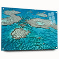 Acrylic print of the Great Barrier Reef in vivid blue and green shades, suitable for bedroom or dining room decor.
