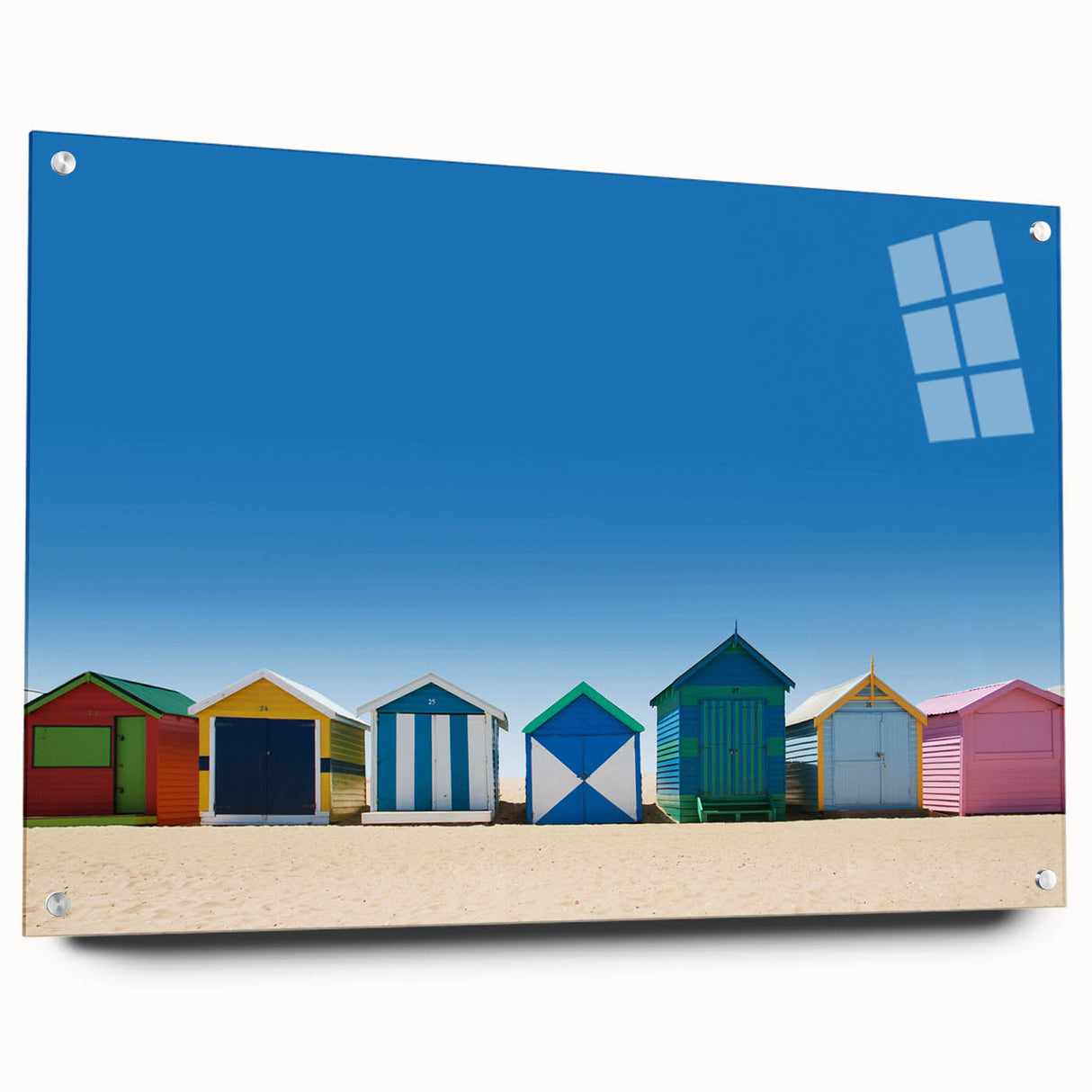 Acrylic print of Melbourne scenery in muted blue and green tones, suitable for bedroom or dining room wall decor.