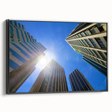 Black and white framed canvas of Perth landscape, featuring vintage poster art style, ideal for bedroom decor.