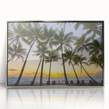 Modern art wall decor featuring a serene Queensland landscape in muted earth tones, framed in silver acrylic.