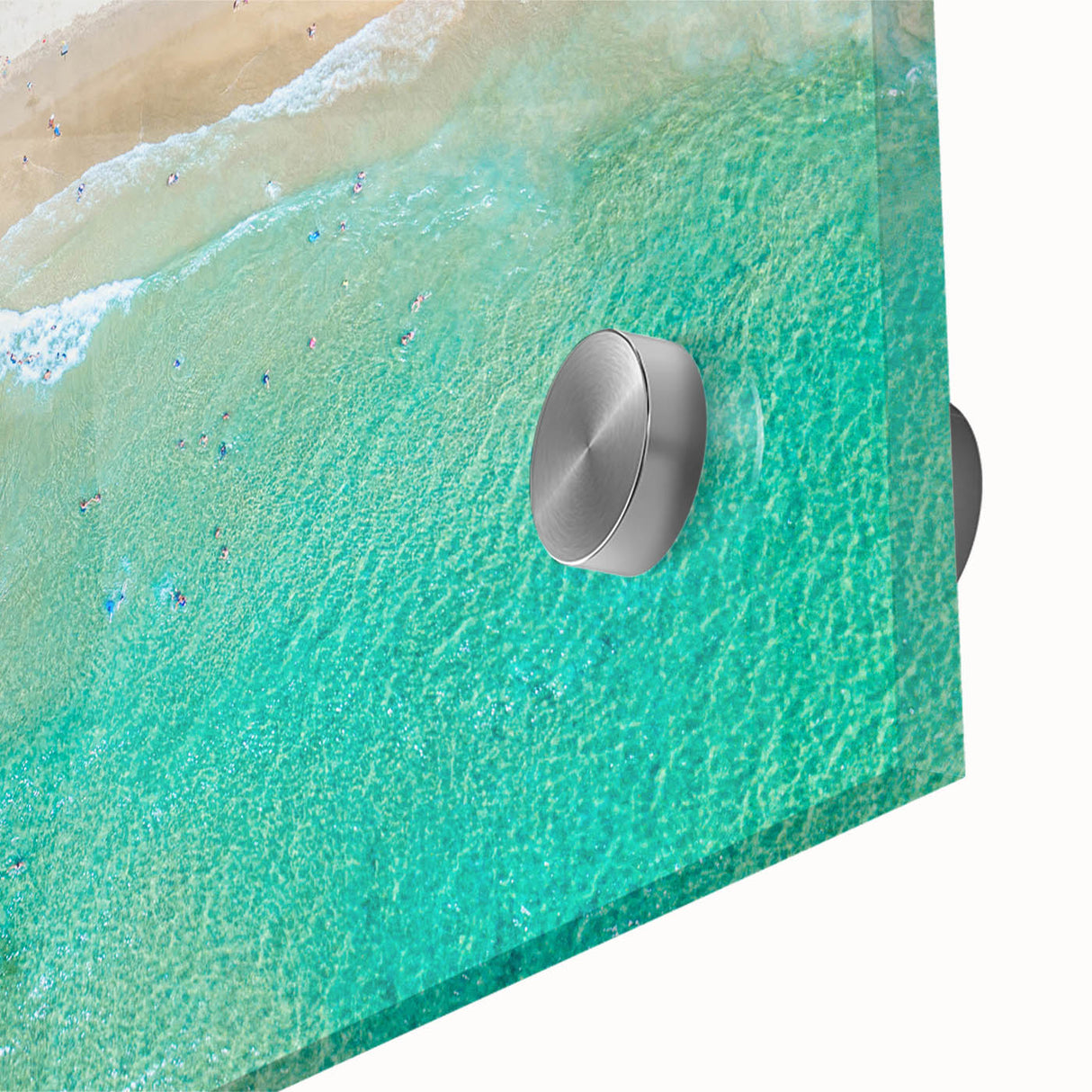 Large abstract depiction of Sydney skyline in muted blue and gray shades on acrylic glass, ideal for dining room art.