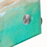 Large abstract depiction of Sydney skyline in muted blue and gray shades on acrylic glass, ideal for dining room art.