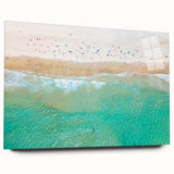 Large abstract depiction of the Sydney skyline in muted blue and gray hues on acrylic glass.