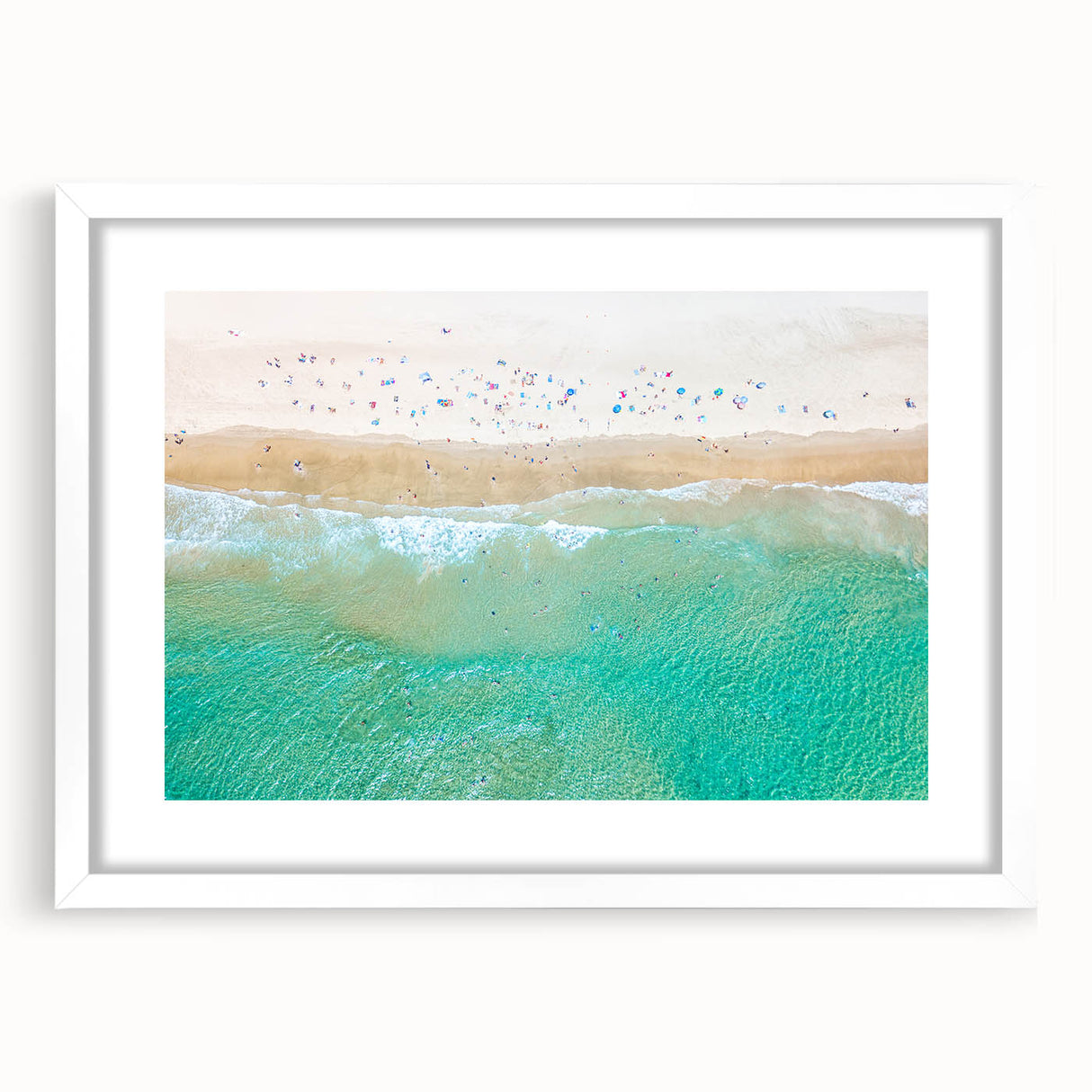 Textured abstract art print of Sydney skyline in muted blue and white tones on a framed canvas, suitable for bedroom decor.